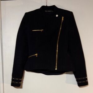 Zara Trafaluc Black Jacket with Gold Accents